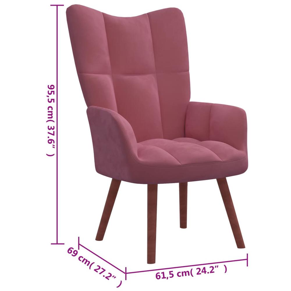 Relaxing Chair with a Stool Pink Velvet. Picture 9