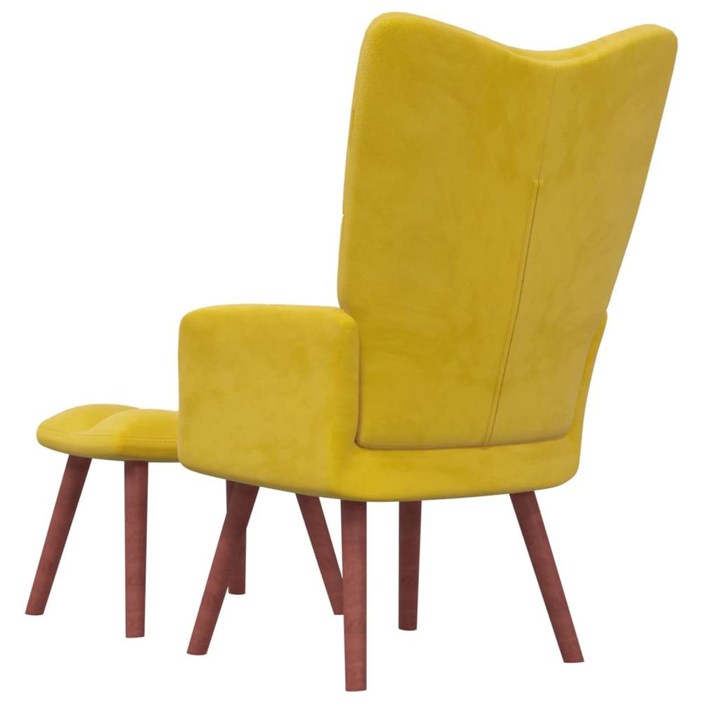 Relaxing Chair with a Stool Mustard Yellow Velvet. Picture 3