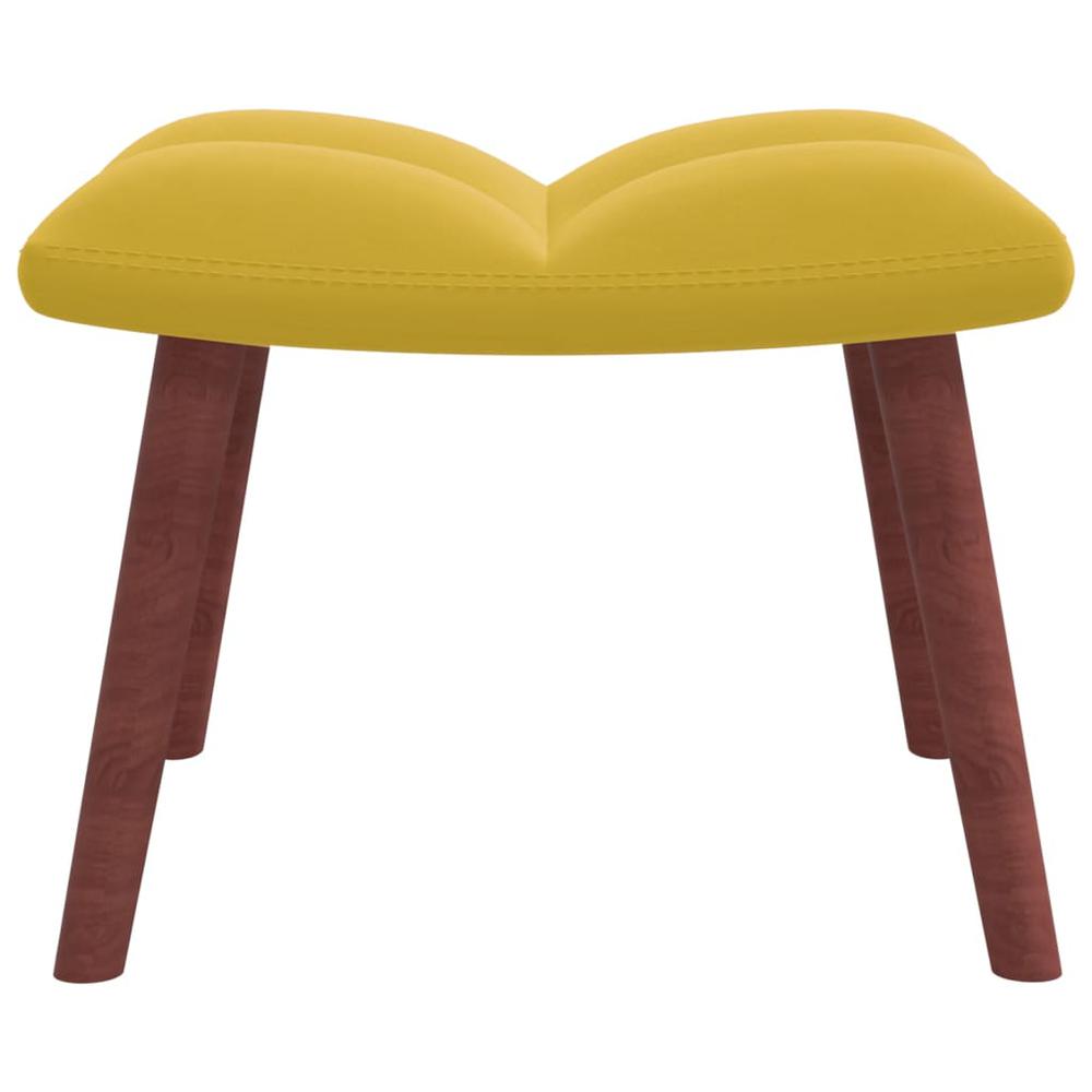 Relaxing Chair with a Stool Mustard Yellow Velvet. Picture 6