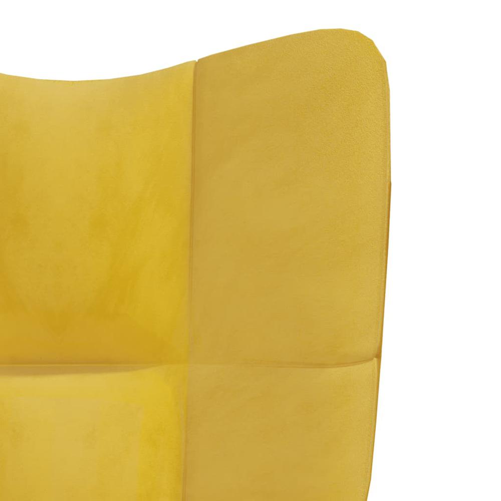 Relaxing Chair with a Stool Mustard Yellow Velvet. Picture 7