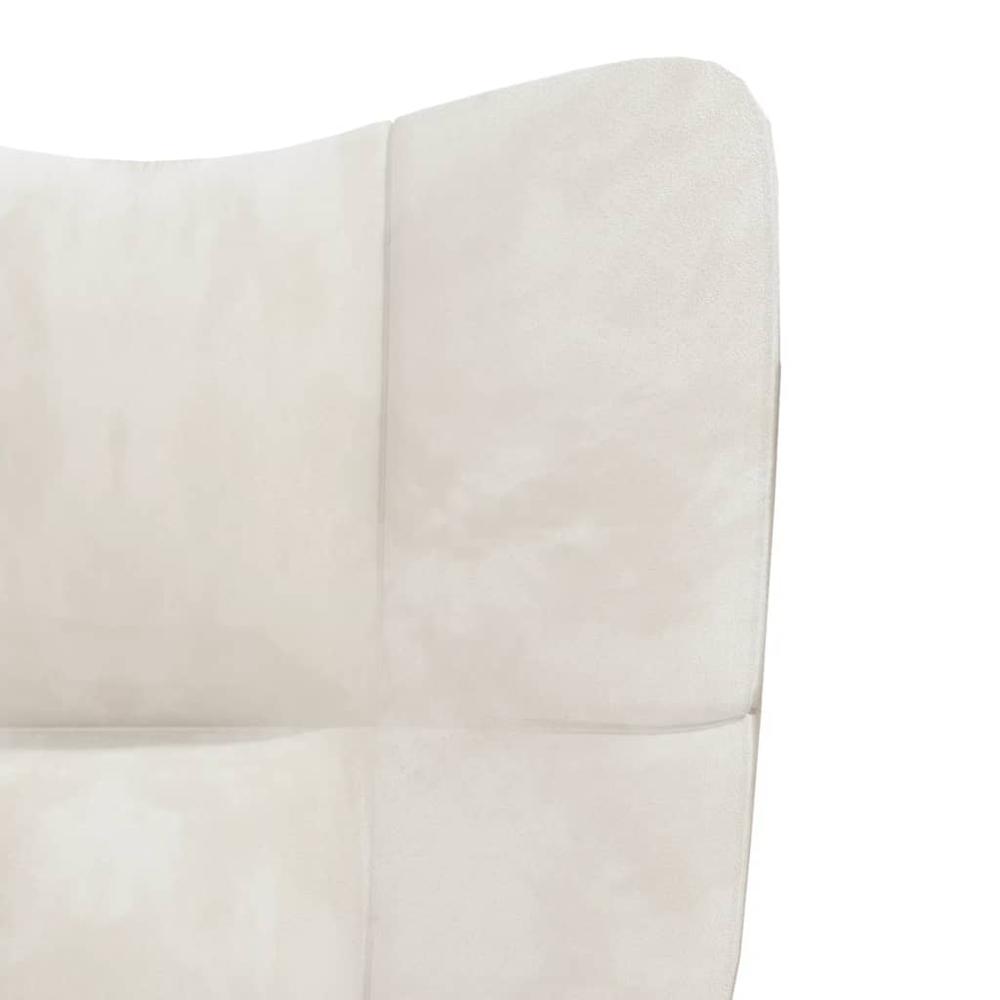 Relaxing Chair with a Stool Cream White Velvet. Picture 7