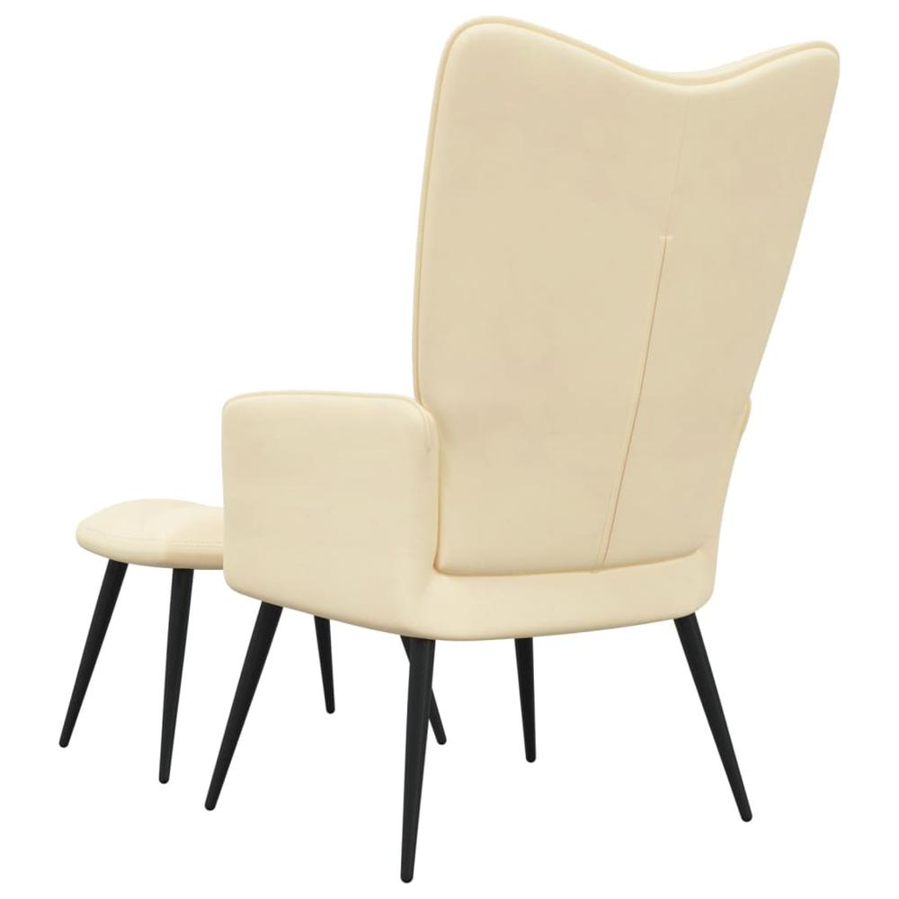 Relaxing Chair with a Stool Cream White Velvet. Picture 3