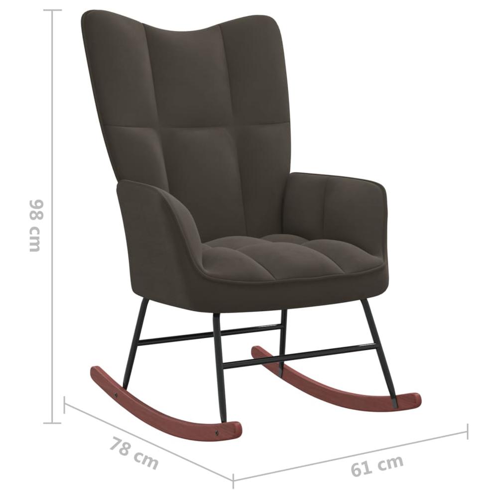 Rocking Chair Dark Gray Velvet. Picture 6