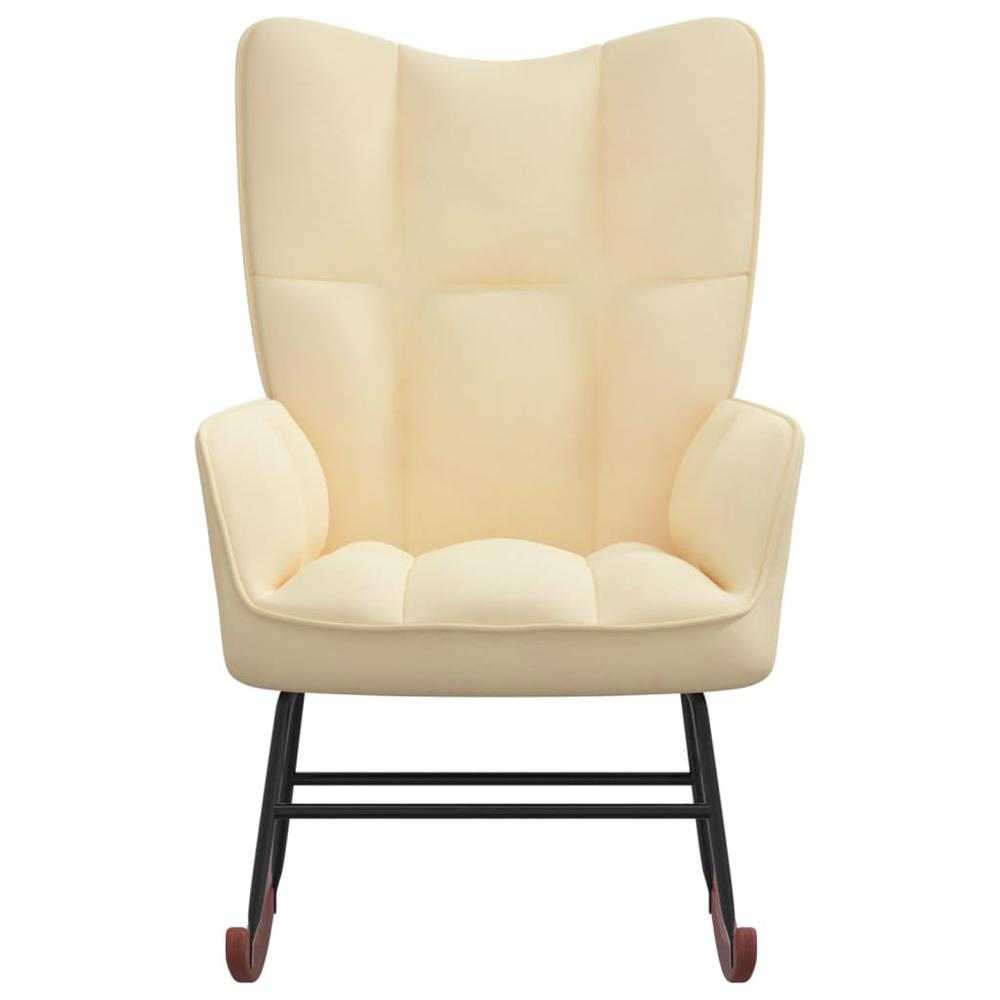 Rocking Chair Cream White Velvet. Picture 1