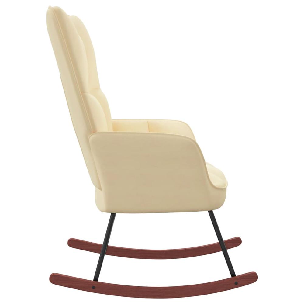 Rocking Chair Cream White Velvet. Picture 2