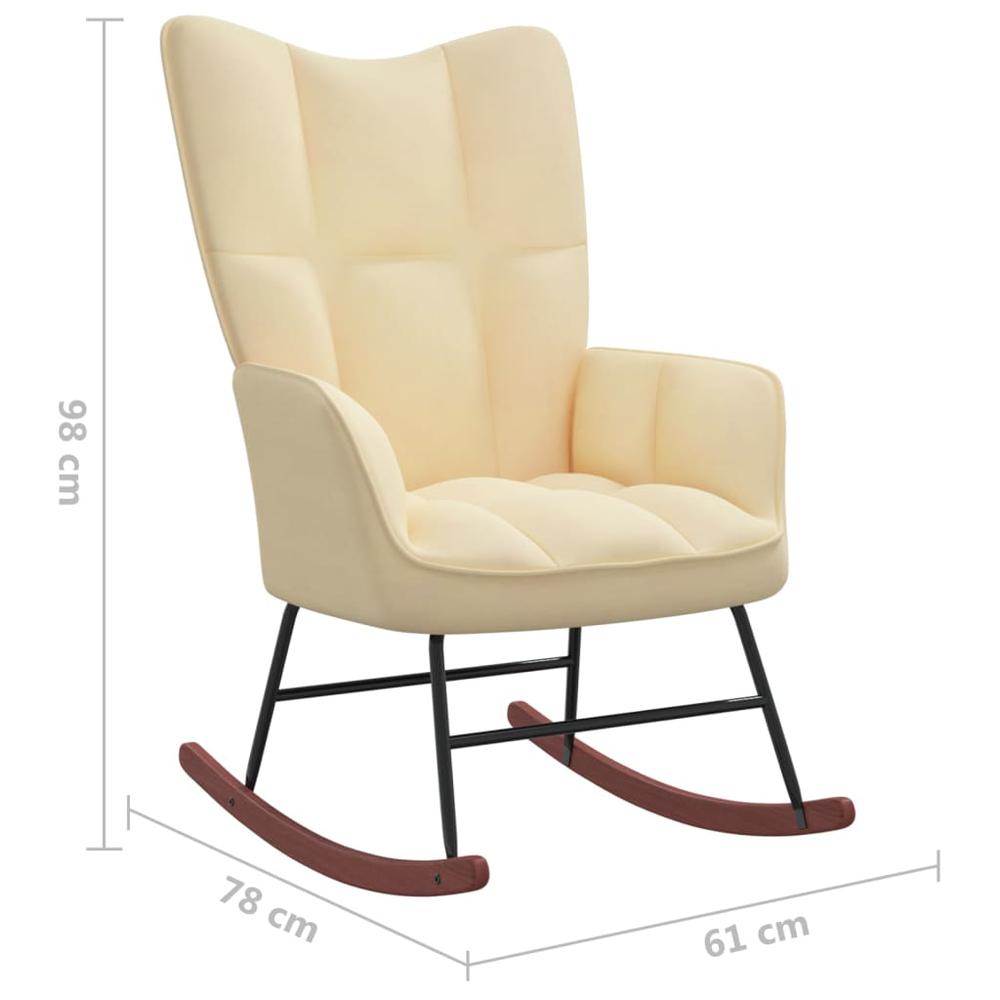 Rocking Chair Cream White Velvet. Picture 6