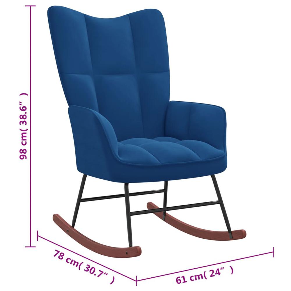 Rocking Chair Blue Velvet. Picture 6