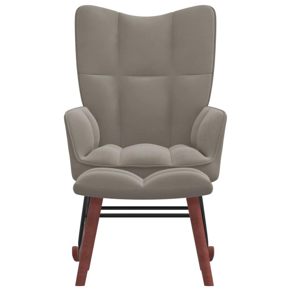 Rocking Chair with Ottoman Light Gray Velvet. Picture 1