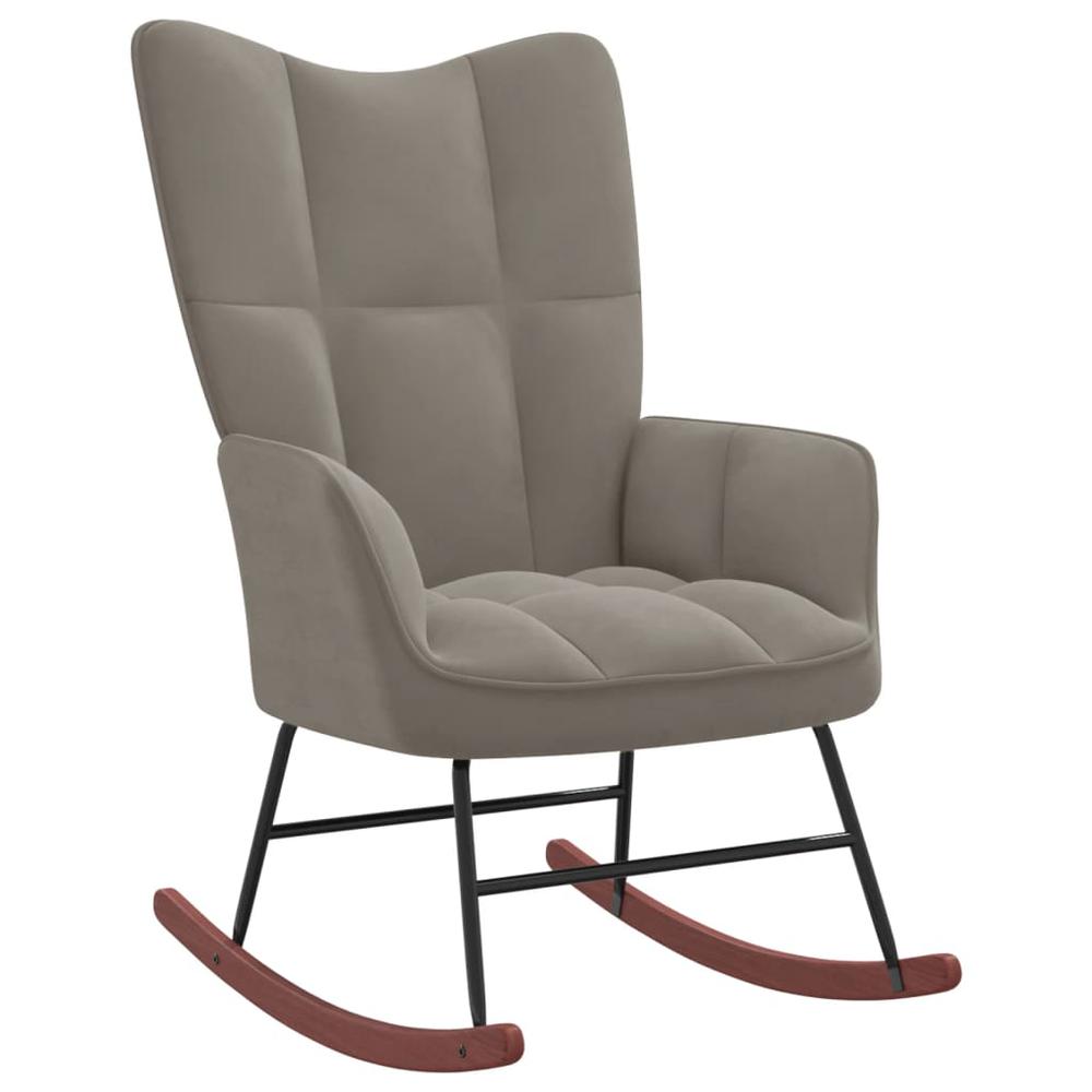 Rocking Chair with Ottoman Light Gray Velvet. Picture 4