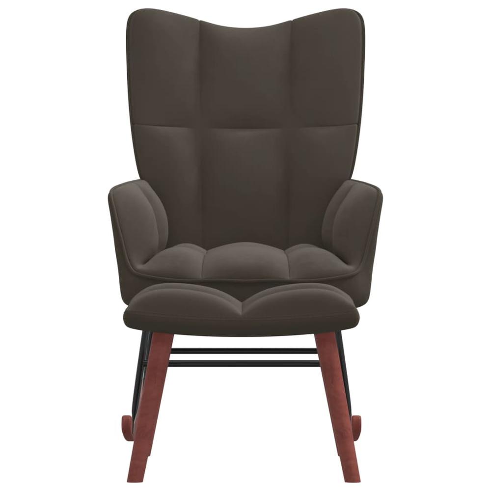 Rocking Chair with Ottoman Dark Gray Velvet. Picture 1