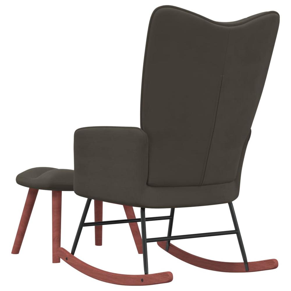 Rocking Chair with Ottoman Dark Gray Velvet. Picture 3