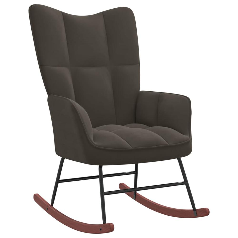 Rocking Chair with Ottoman Dark Gray Velvet. Picture 4