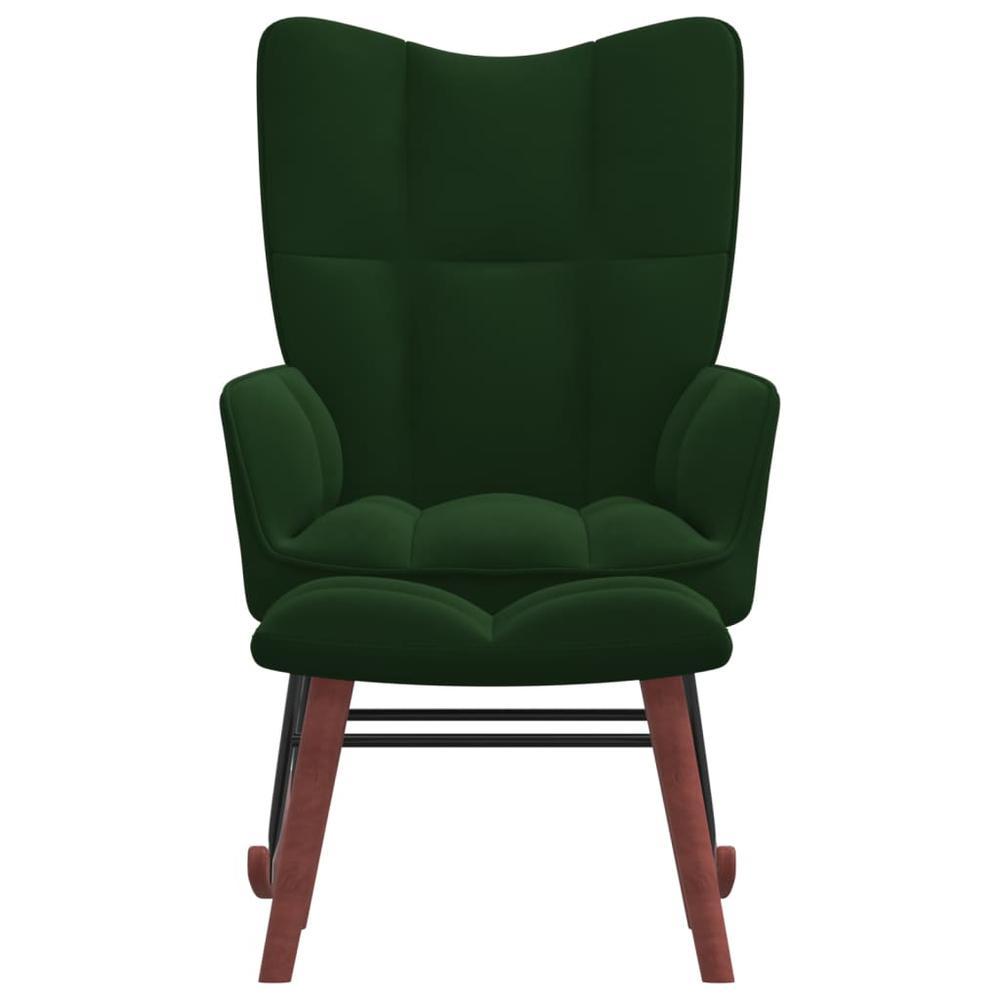 Rocking Chair with a Stool Dark Green Velvet. Picture 1