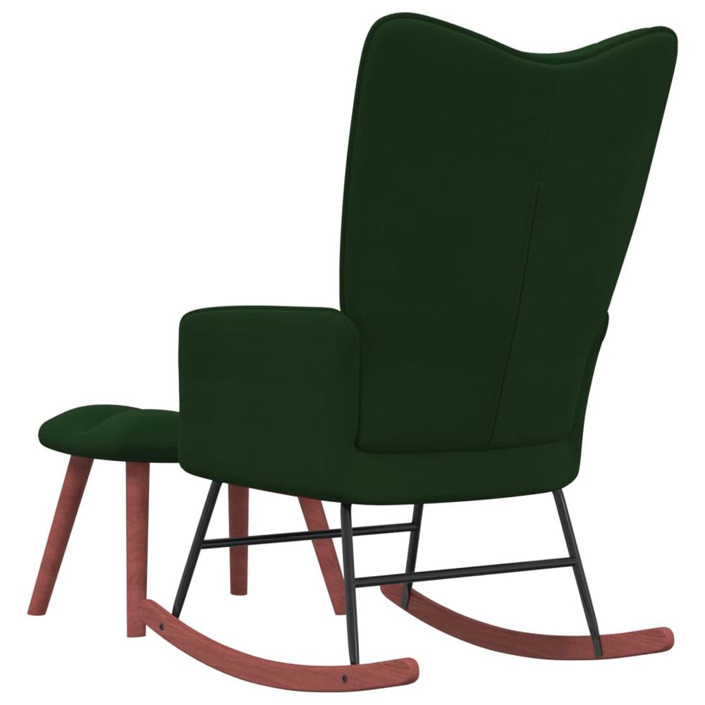 Rocking Chair with a Stool Dark Green Velvet. Picture 3