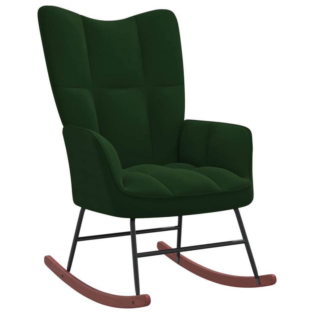 Rocking Chair with a Stool Dark Green Velvet. Picture 4
