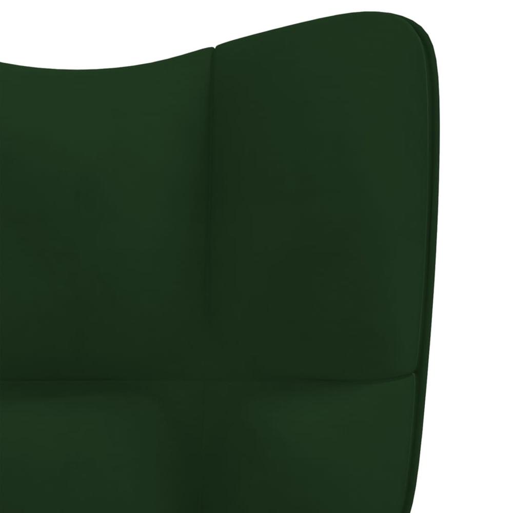 Rocking Chair with a Stool Dark Green Velvet. Picture 7