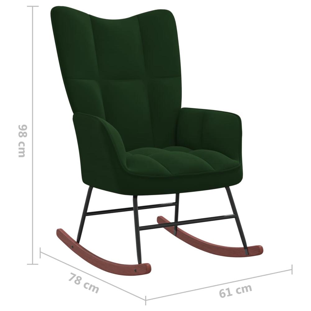Rocking Chair with a Stool Dark Green Velvet. Picture 9