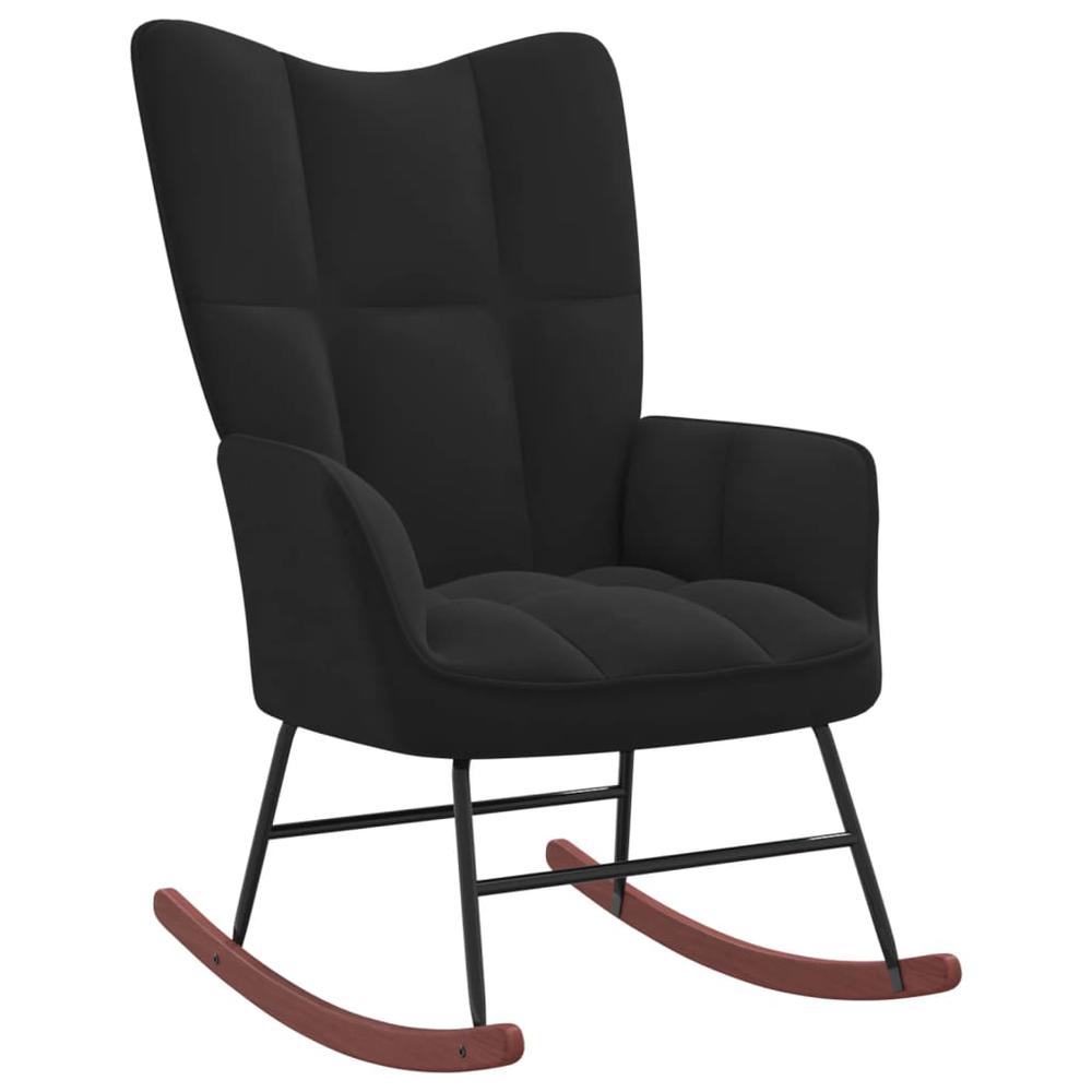 Rocking Chair with Ottoman Black Velvet. Picture 4