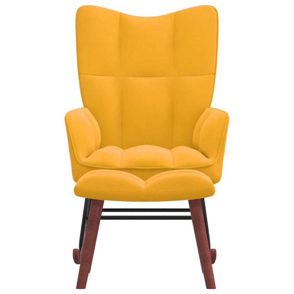 Rocking Chair with a Stool Mustard Yellow Velvet. Picture 1