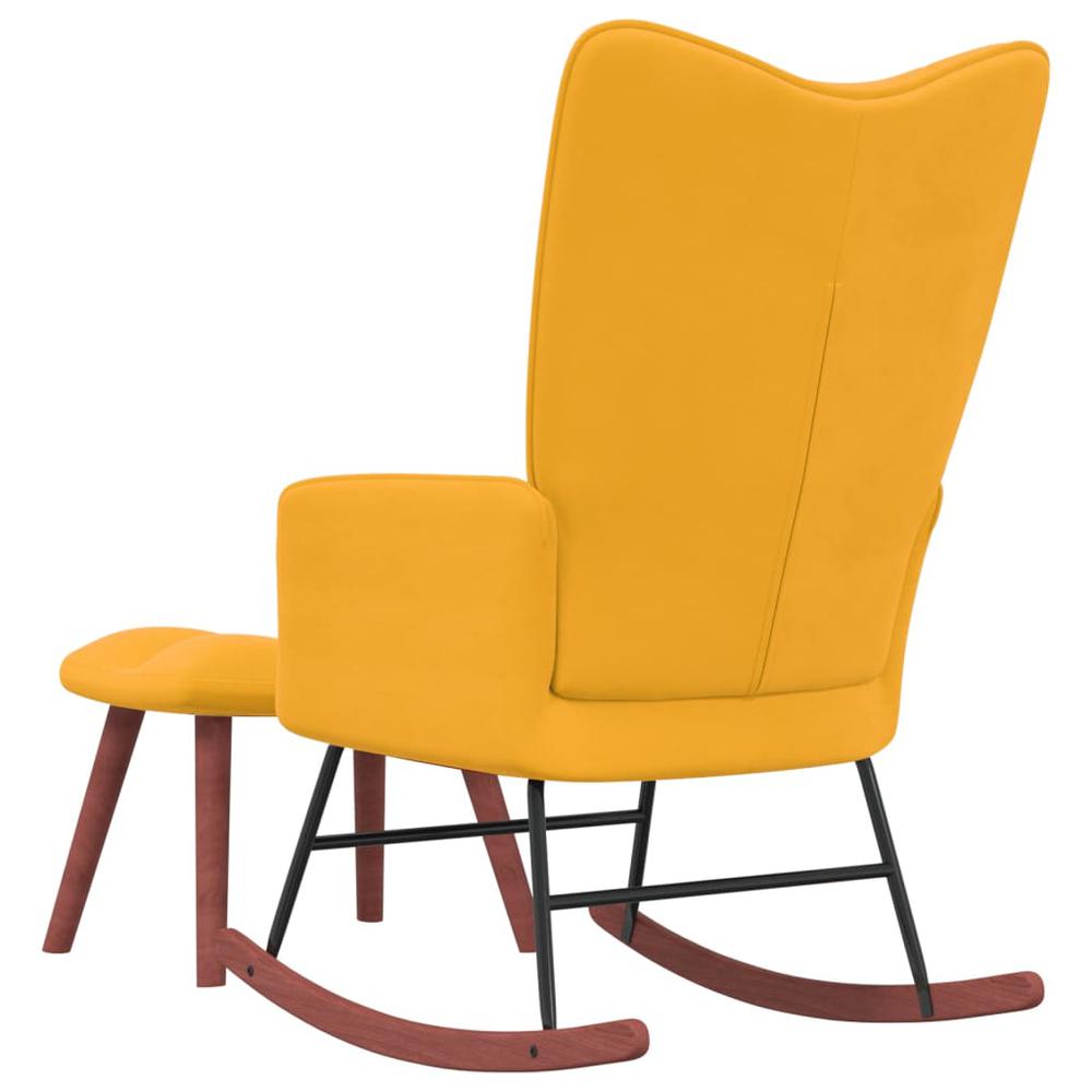 Rocking Chair with a Stool Mustard Yellow Velvet. Picture 3
