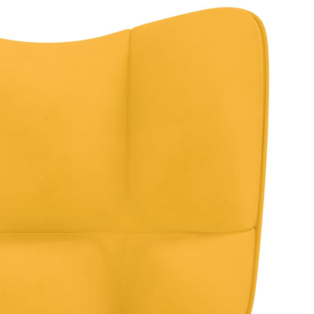 Rocking Chair with a Stool Mustard Yellow Velvet. Picture 7
