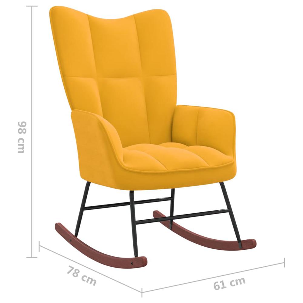 Rocking Chair with a Stool Mustard Yellow Velvet. Picture 9