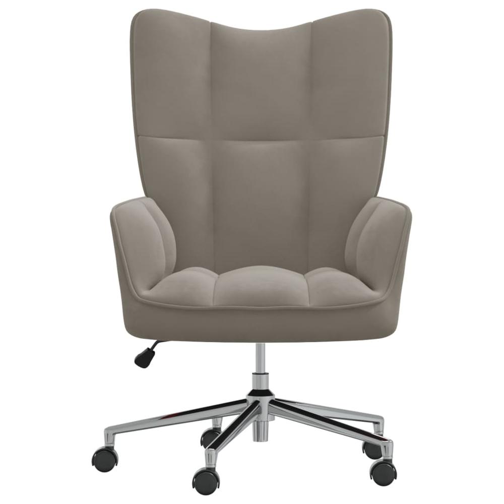 Relaxing Chair Light Gray Velvet. Picture 1
