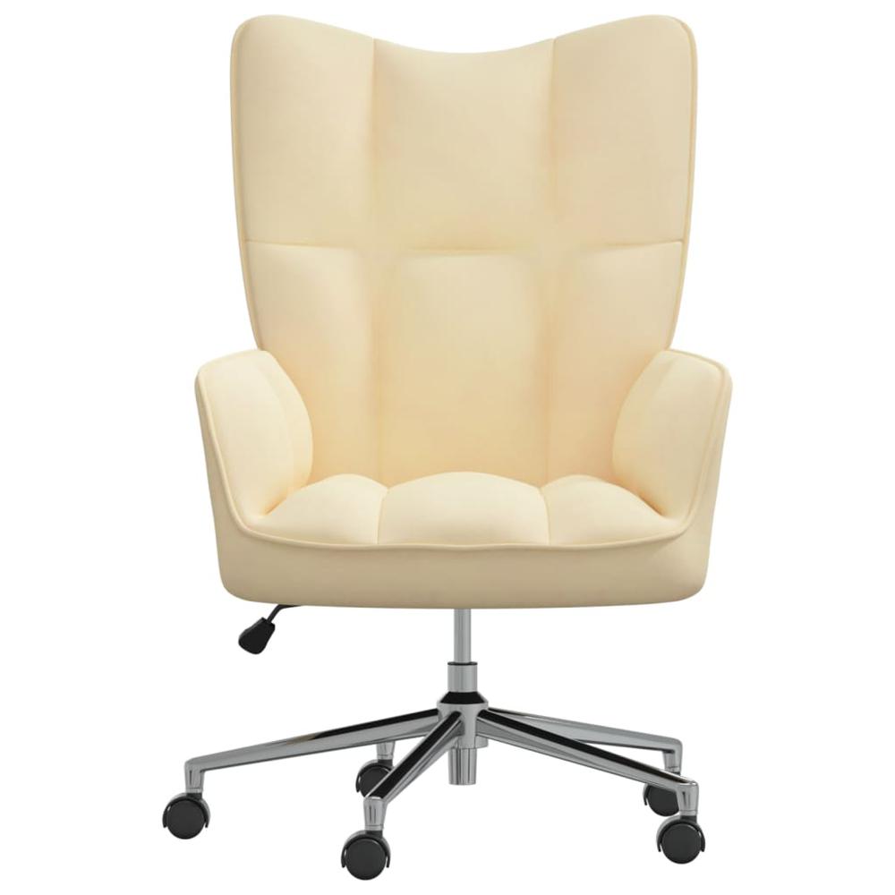 Relaxing Chair Cream White Velvet. Picture 1