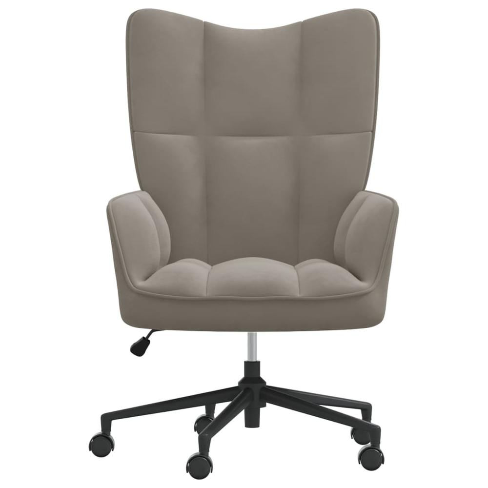 Relaxing Chair Light Gray Velvet. Picture 1