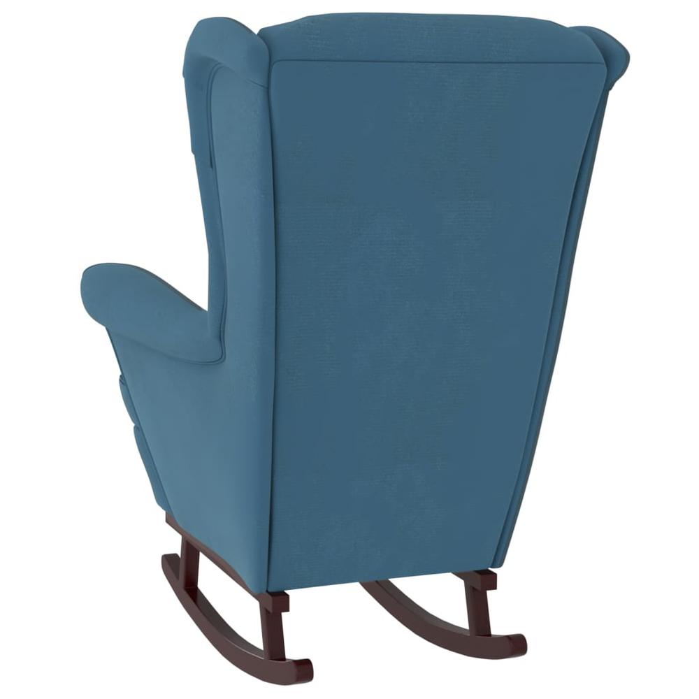 Rocking Chair with Solid Wood Rubber Legs Blue Velvet. Picture 4