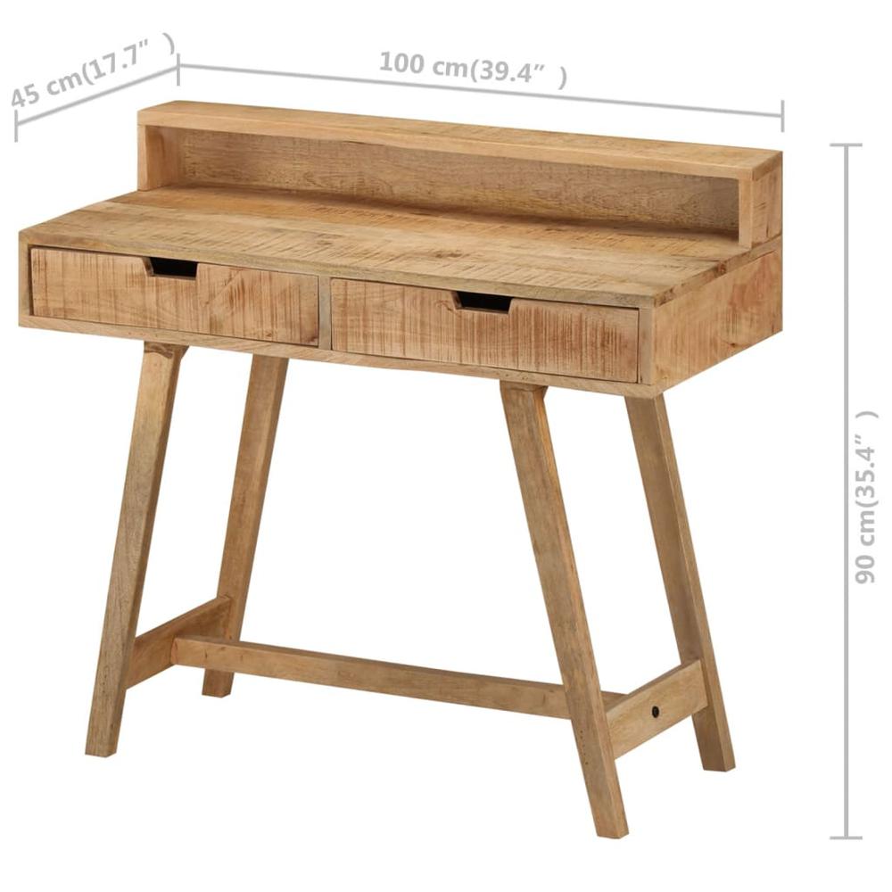vidaXL Desk 39.4"x17.7"x35.4" Solid Rough Mango Wood. Picture 9