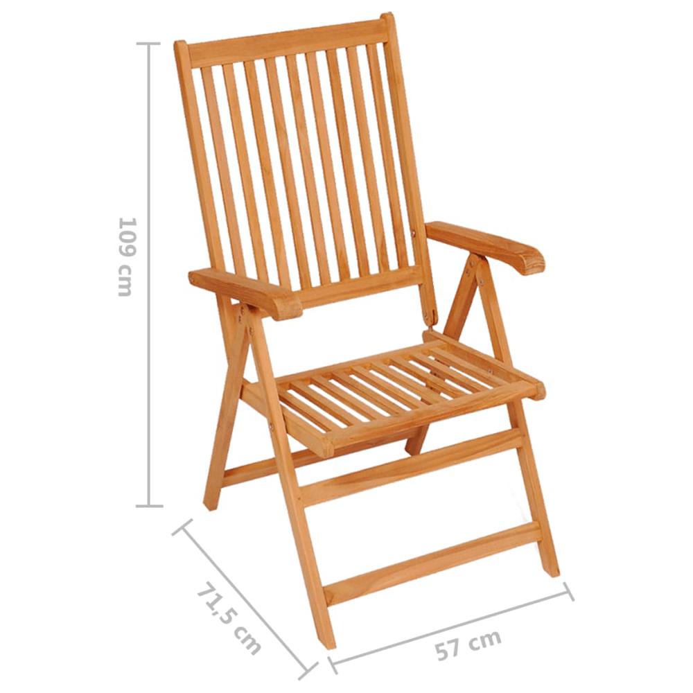 vidaXL Reclining Patio Chairs 8 pcs Solid Teak Wood. Picture 5