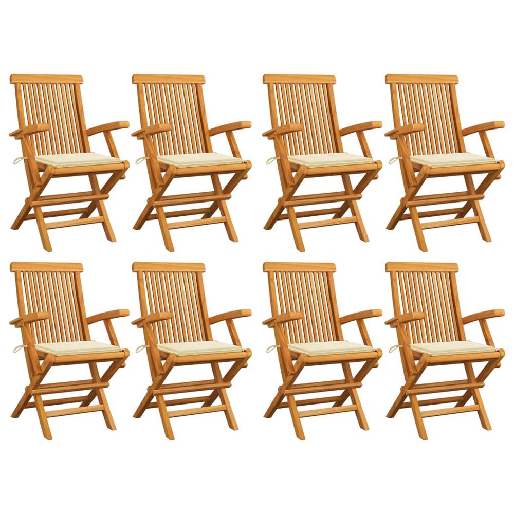 vidaXL Garden Chairs with Cream Cushions 8 pcs Solid Teak Wood 2891. The main picture.