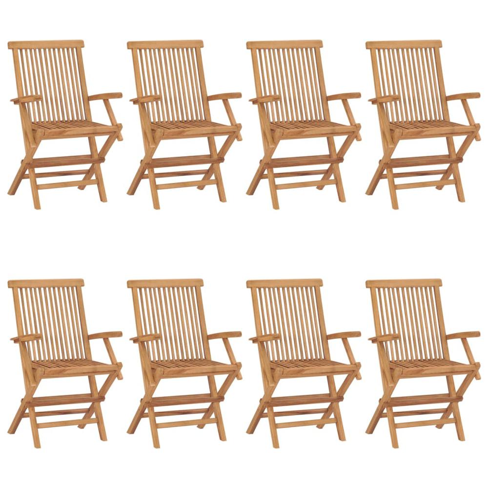 vidaXL Garden Chairs with Green Cushions 8 pcs Solid Teak Wood 2909. Picture 2