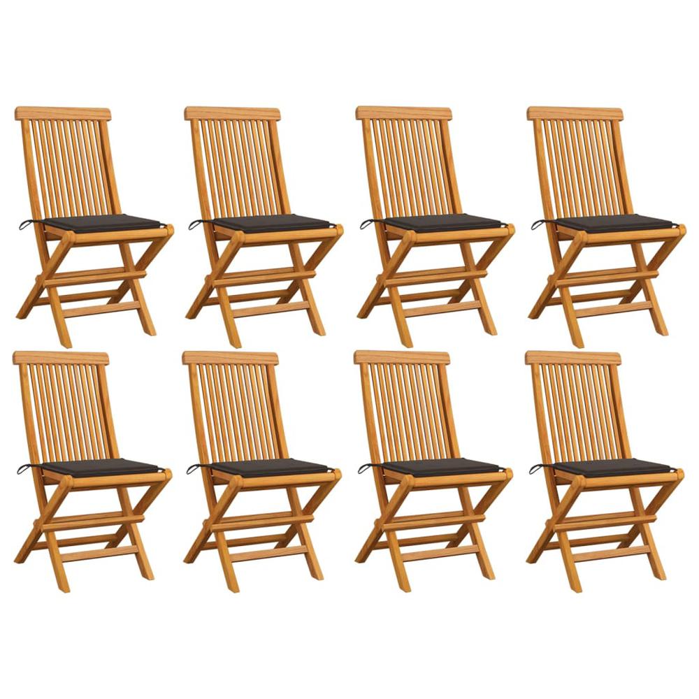 Patio Chairs with Taupe Cushions 8 pcs Solid Teak Wood. Picture 12