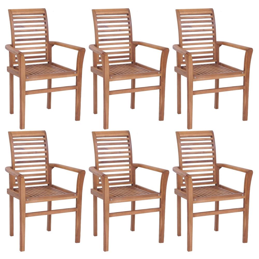 vidaXL Stacking Dining Chairs 6 pcs Solid Teak Wood 2944. Picture 1