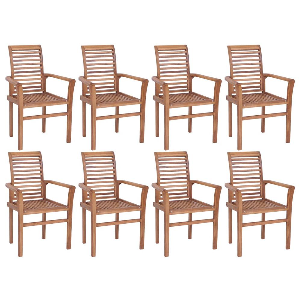 vidaXL Stacking Dining Chairs 8 pcs Solid Teak Wood 2945. Picture 1