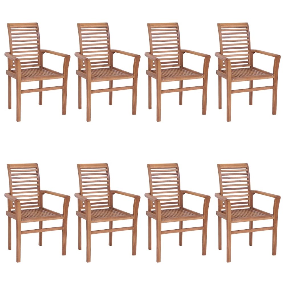 Dining Chairs 8 pcs with Anthracite Cushions Solid Teak Wood. Picture 3