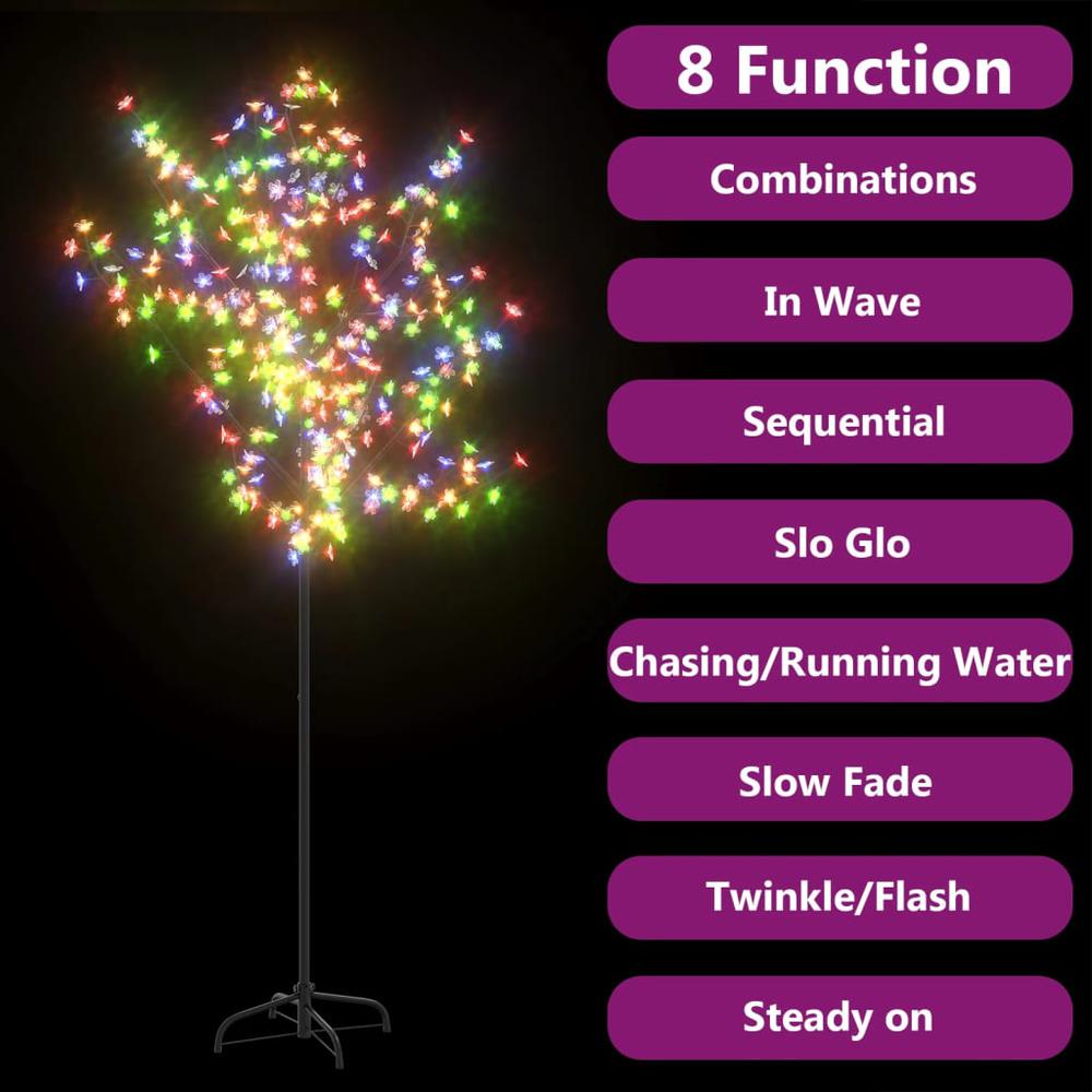 vidaXL Christmas Tree 200 LEDs Colorful Light Cherry Blossom 70.9". Picture 6
