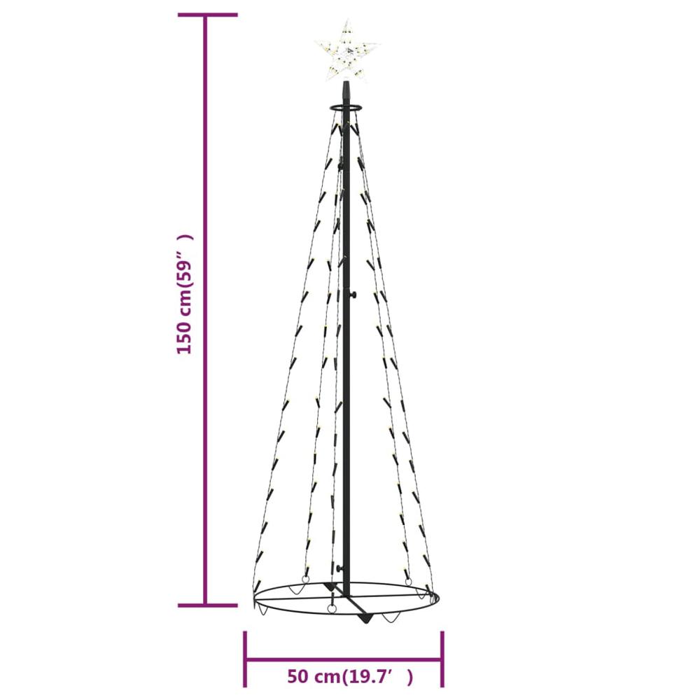 vidaXL Christmas Cone Tree Warm White 84 LEDs 19.7"x59.1". Picture 8