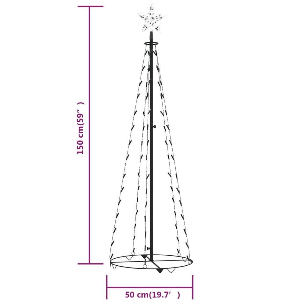 vidaXL Christmas Cone Tree Cold White 84 LEDs 19.7"x59.1". Picture 8