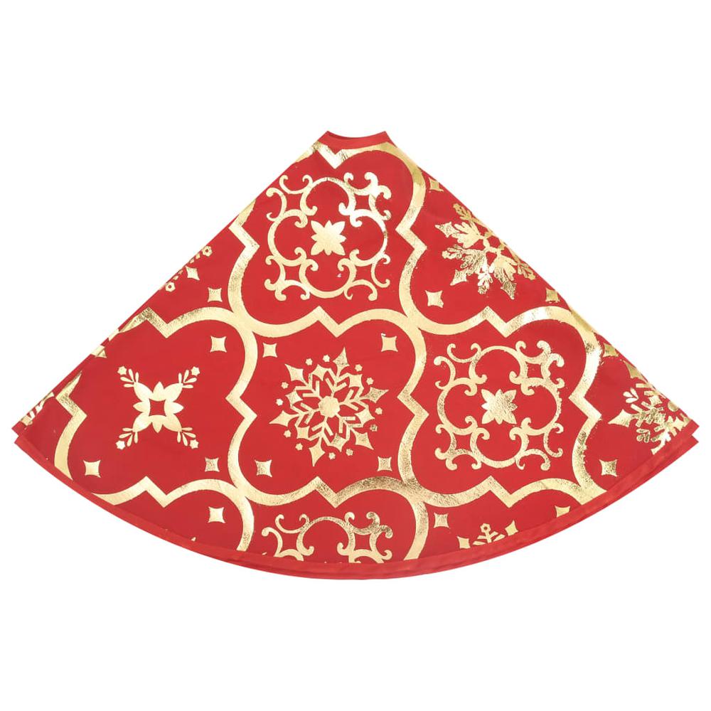 vidaXL Luxury Christmas Tree Skirt with Sock Red 35.4" Fabric. Picture 6