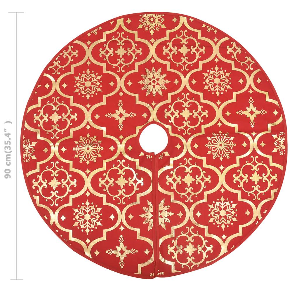 vidaXL Luxury Christmas Tree Skirt with Sock Red 35.4" Fabric. Picture 8