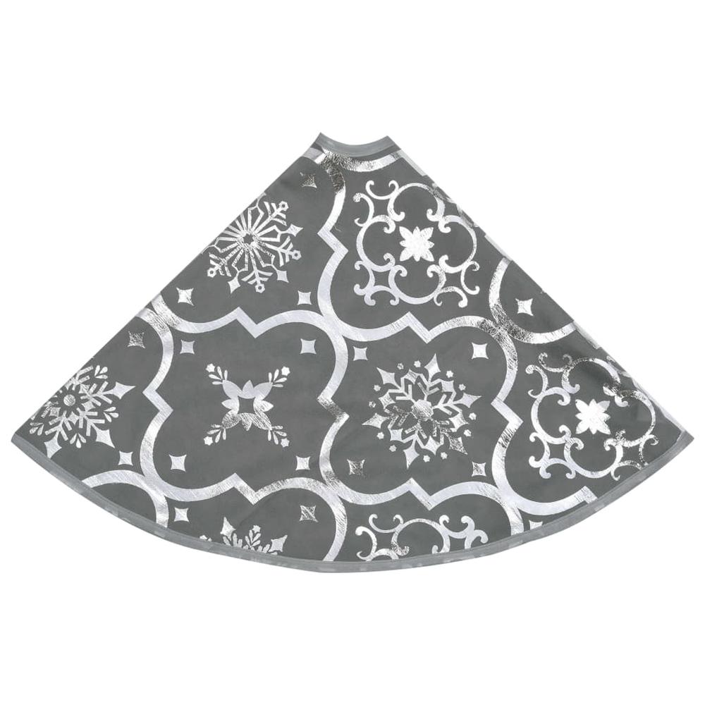 vidaXL Luxury Christmas Tree Skirt with Sock Gray 35.4" Fabric. Picture 5