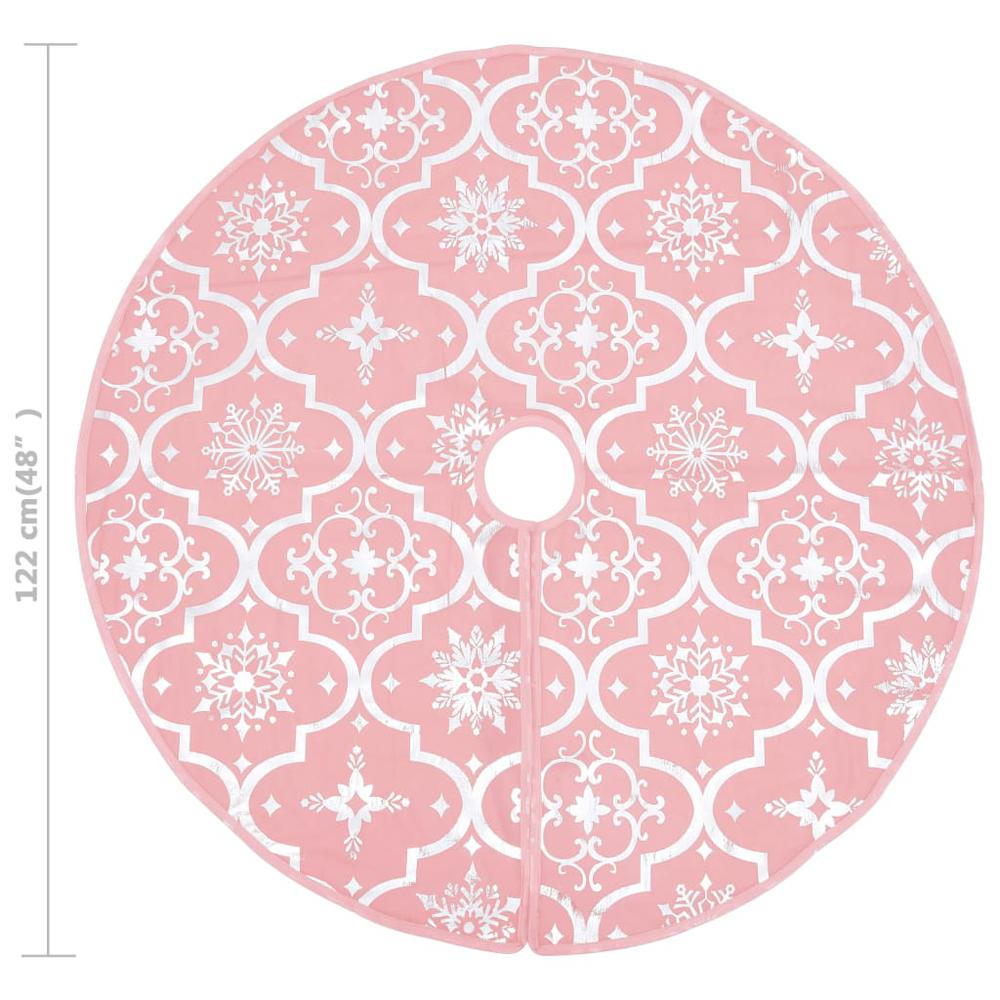 vidaXL Luxury Christmas Tree Skirt with Sock Pink 48" Fabric. Picture 8