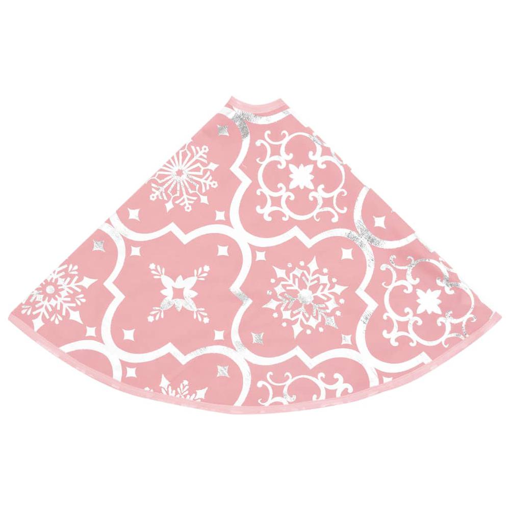 vidaXL Luxury Christmas Tree Skirt with Sock Pink 59.1" Fabric. Picture 5