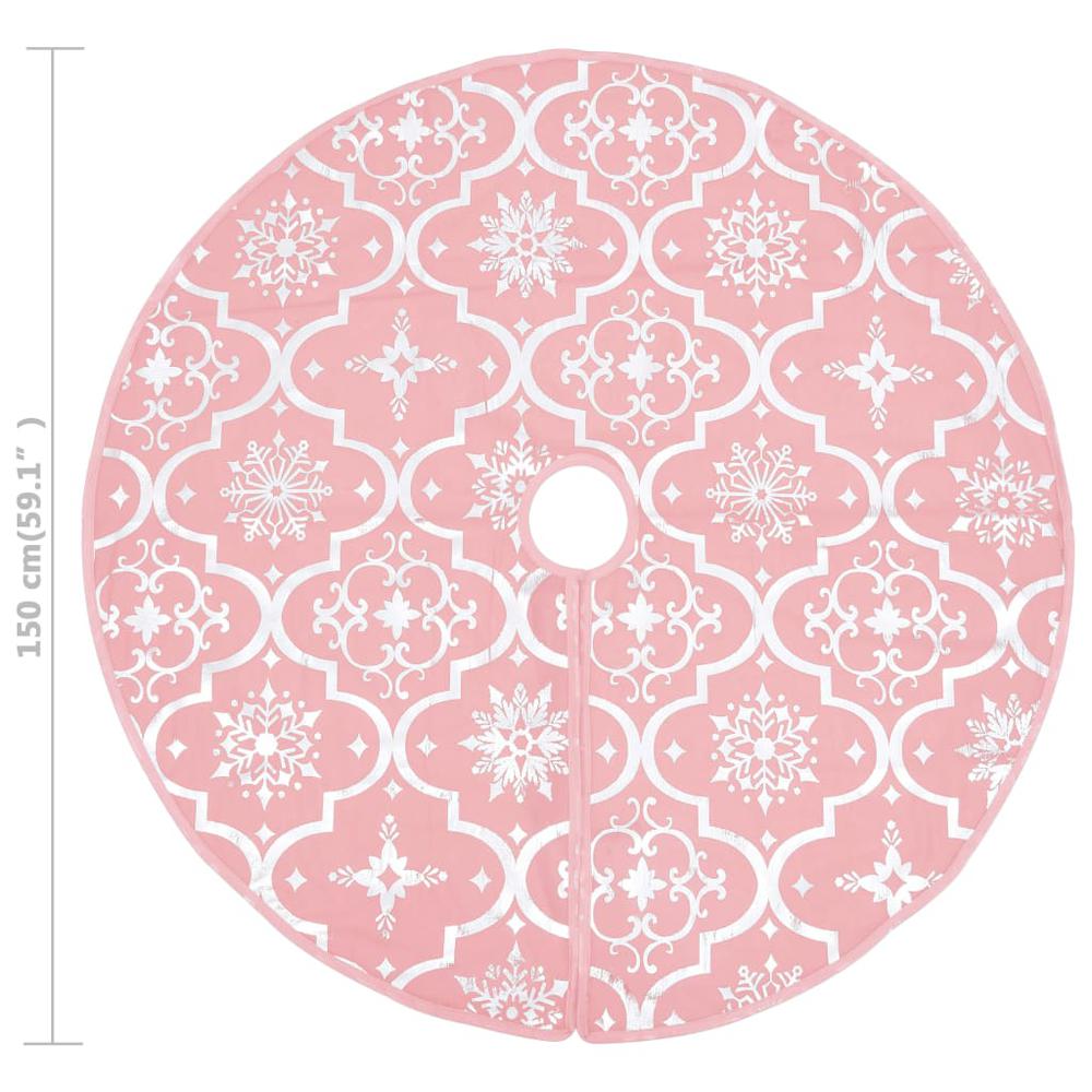vidaXL Luxury Christmas Tree Skirt with Sock Pink 59.1" Fabric. Picture 8