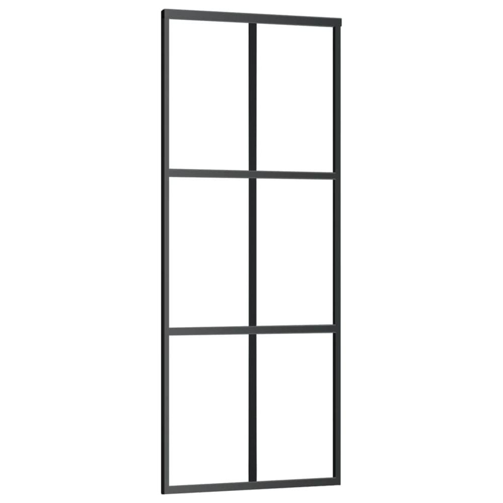 Sliding Door ESG Glass and Aluminum 29.9"x80.7" Black. Picture 1