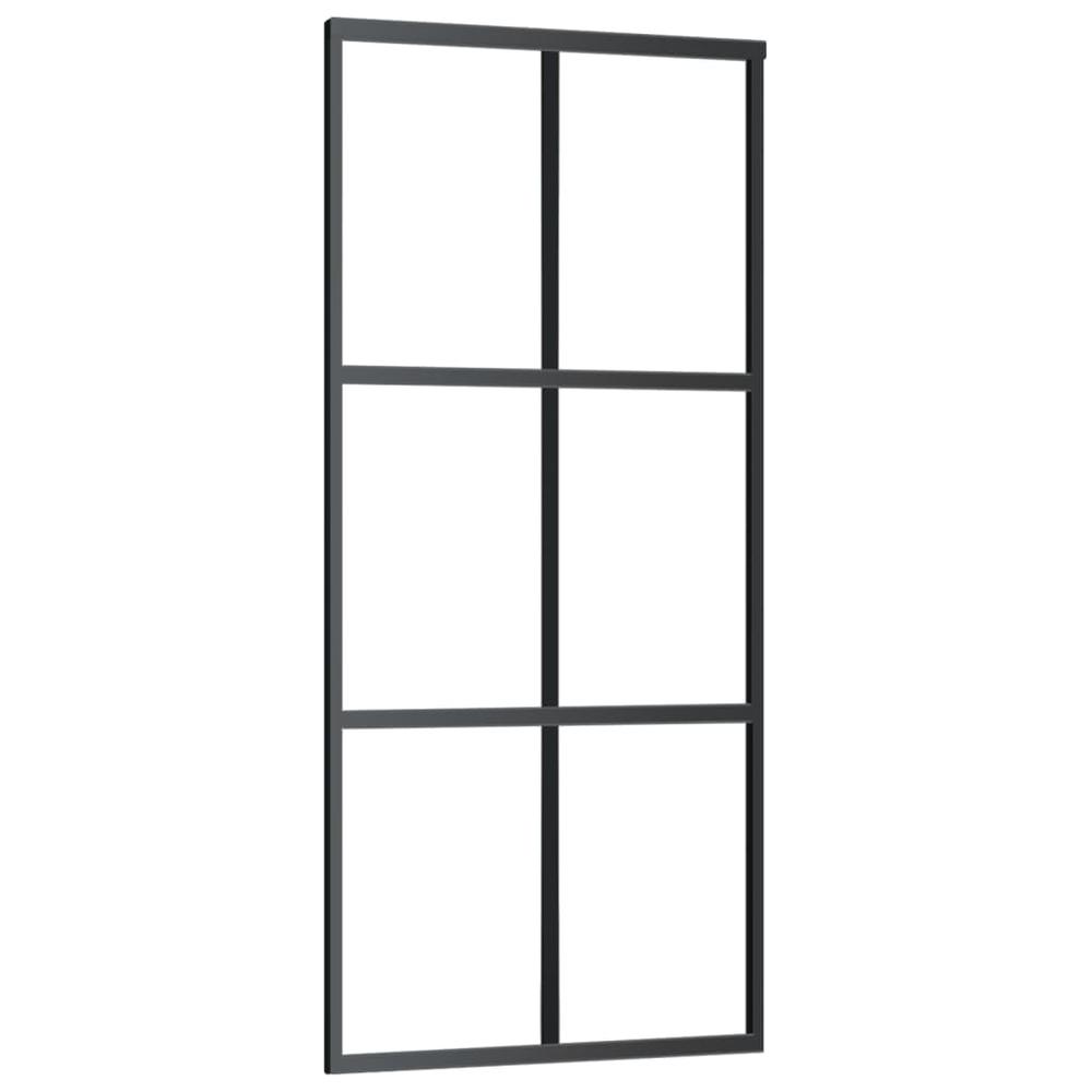 Sliding Door ESG Glass and Aluminum 35.4"x80.7" Black. Picture 1
