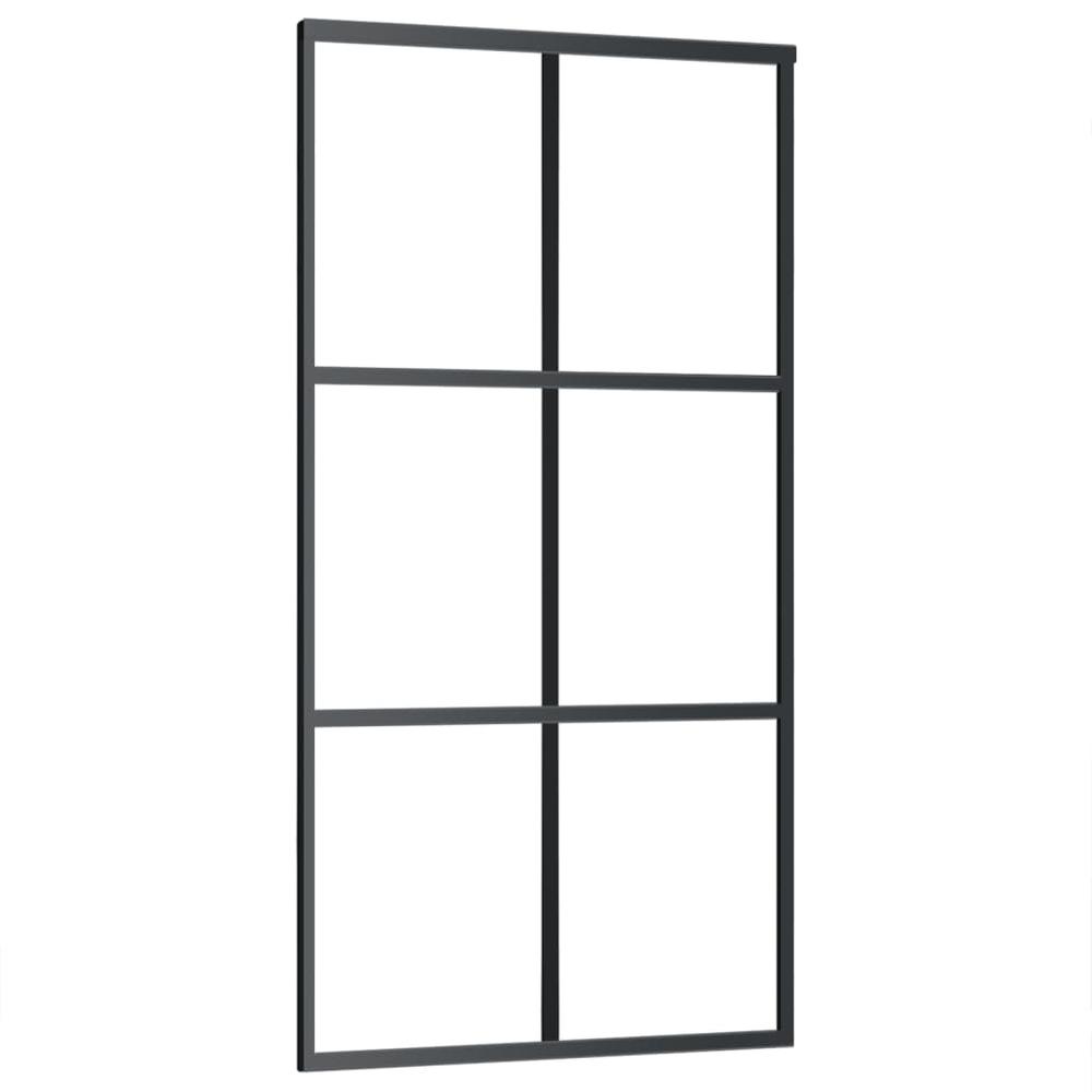Sliding Door ESG Glass and Aluminum 40.2"x80.7" Black. Picture 1